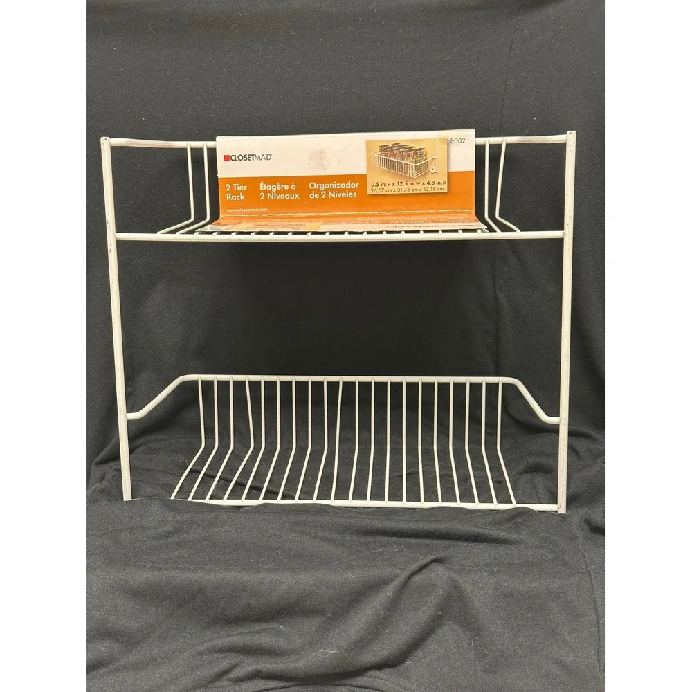ClosetMaid 2 Tier Rack White Wire Wall Mount Spice Organizer 8002